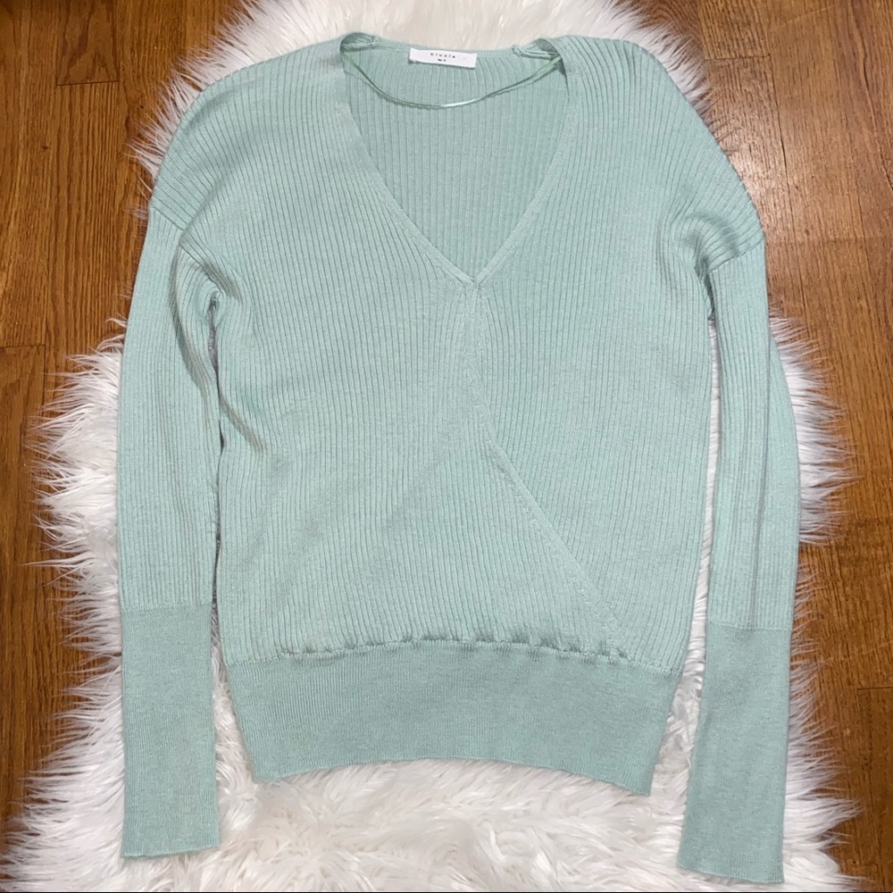 Elodie Ribbed Knit Faux-Wrap Sweater